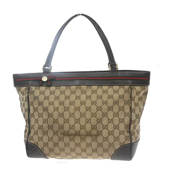 Gucci Handbags - GUCCI GG Pattern Sherry Shoulder Tote Bag Canvas Leather Brown Italy 02EE983